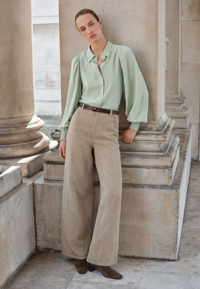 Gathered sleeve shirt, Aqua mint, completeTheLook