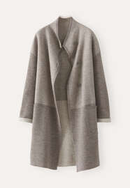 Funnel-neck coat, Brown oatmeal, webstill