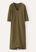 V-neck dress, Dark khaki, webstill