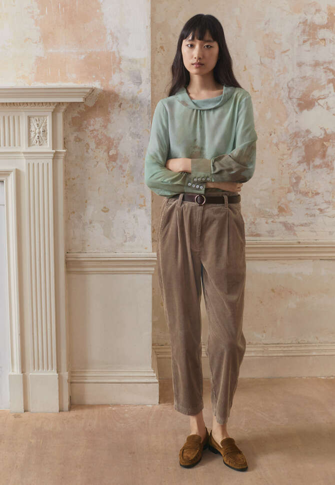Pleat-front trousers, Taupe brown, completeTheLook