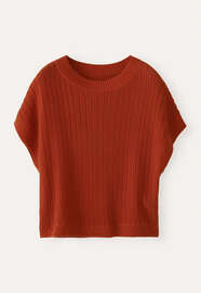 Crochet-stitch sweater, Chilli orange, webstill