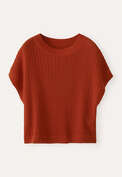 Crochet-stitch sweater, Chilli orange, webstill