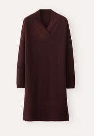 Knitted v-neck dress, Blackberry, webstill