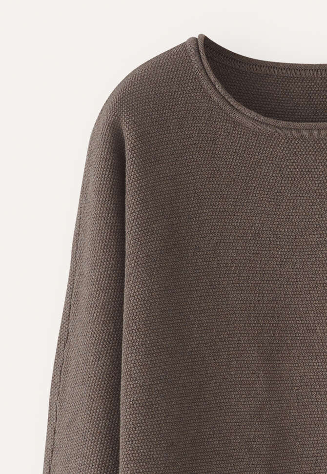 Moss-stitch sweater, Nut brown, completeTheLook