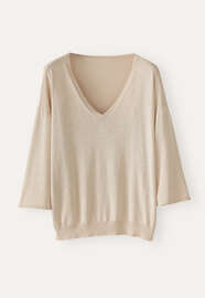 V-neck sweater, Ecru fawn, webstill