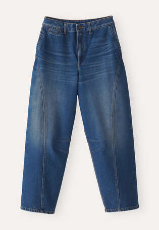 Curve-seam denim jeans, Mid blue wash, webstill