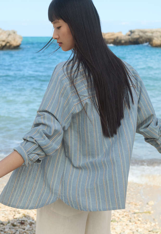 Striped overshirt, Soft denim, completeTheLook