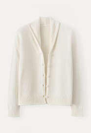 Shawl-collar cardigan, Cream, webstill