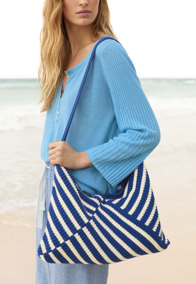 Striped bag, Blue white, completeTheLook