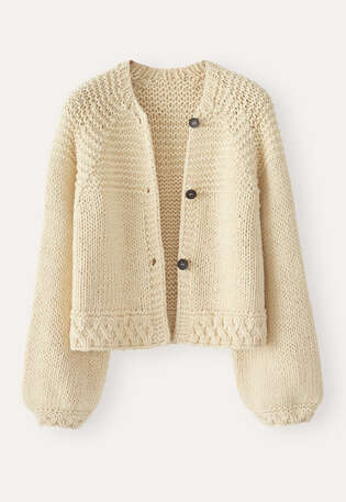 Hand-knitted cardigan, Ecru, webstill