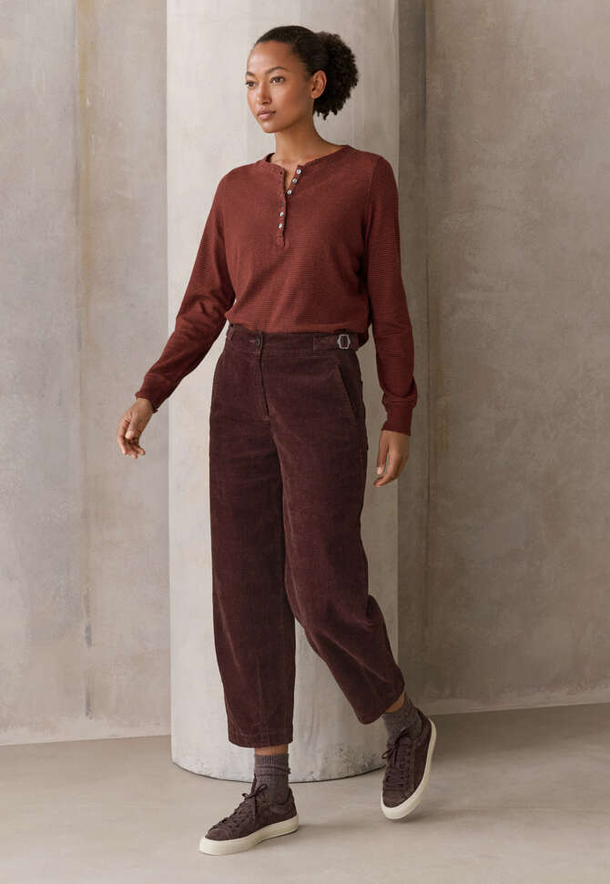 Striped Henley top, Prune chilli, completeTheLook