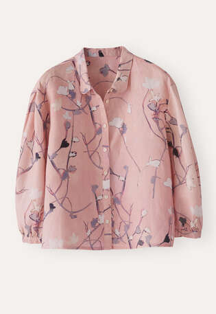 Printed pleat sleeve shirt, Soft pink, webstill
