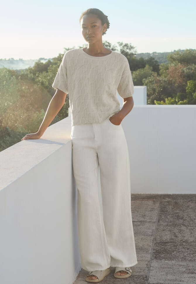 Patterned sweater, Pale natural, completeTheLook