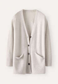 V-neck cardigan, Grey pearl, webstill