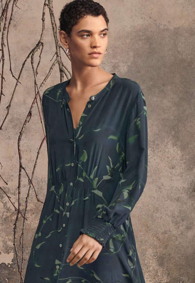 Long printed dress, Dark blue, completeTheLook