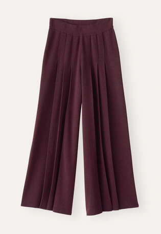 Wide knitted trousers, Damson, webstill