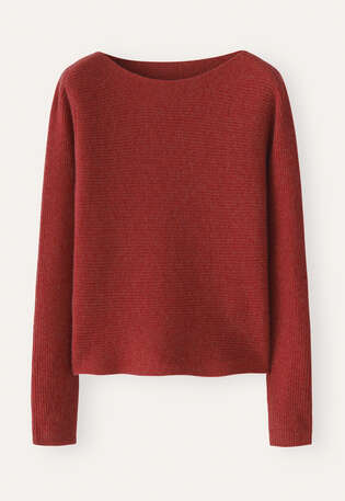 Boat-neck sweater, Brick red, webstill