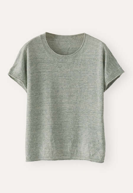 Short-sleeve sweater, M&eacute;lange sage, completeTheLook