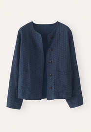 Checked boxy jacket, Blue black, webstill