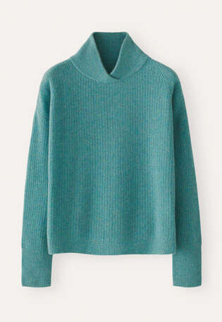 Rib-stitch sweater, Ocean turquoise, webstill