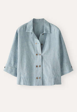 Double-breasted blouse, Pale teal, webstill
