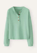 Button placket jersey top, Aqua jade, webstill