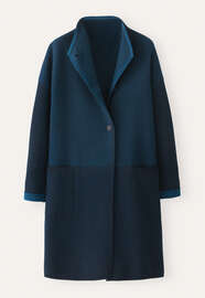 Funnel-neck coat, Petrol navy, webstill
