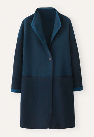Funnel-neck coat, Petrol navy, webstill