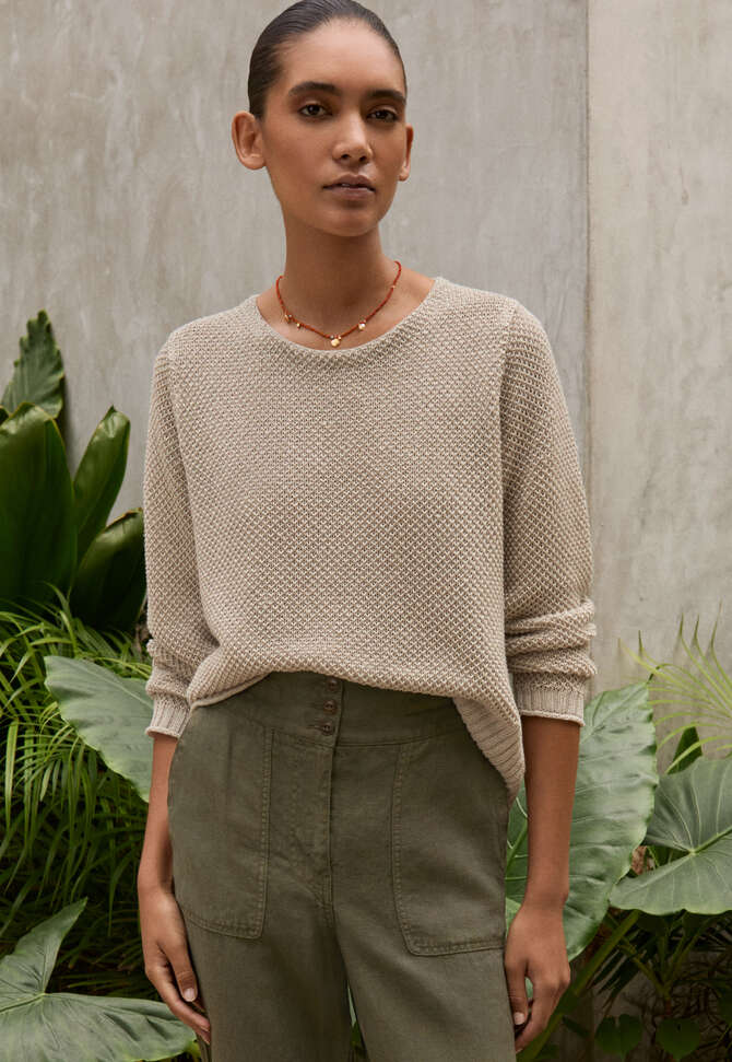 Moss-stitch sweater, Parchment, completeTheLook