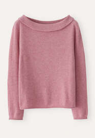 Turn-over boat-neck sweater, Berry pink, webstill