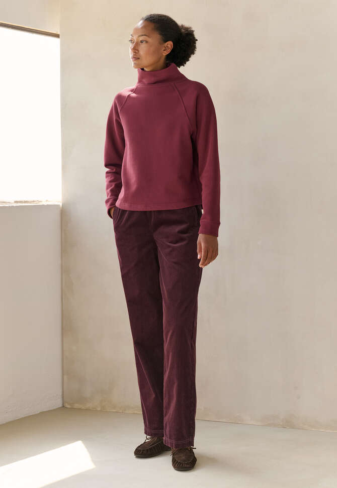 Funnel-neck sweatshirt, Dark red, completeTheLook
