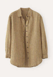 Gingham checked shirt, Ochre brown, webstill