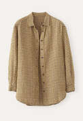 Gingham checked shirt, Ochre brown, webstill