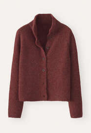 Basket-stitch cardigan, Rust red, webstill