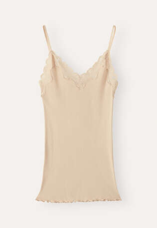 Lace-trim vest, Cream, webstill