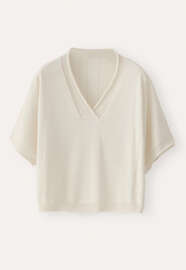 V-neck sweater, Cream, webstill