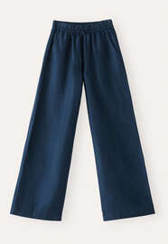 Wide-leg drawstring trousers, Blue petrol, webstill