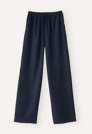 Wide-leg drawstring trousers, Blue black, webstill