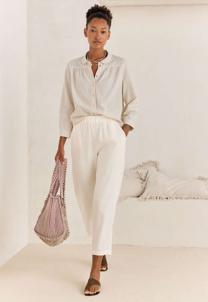 Round-collar shirt, Pale natural, completeTheLook