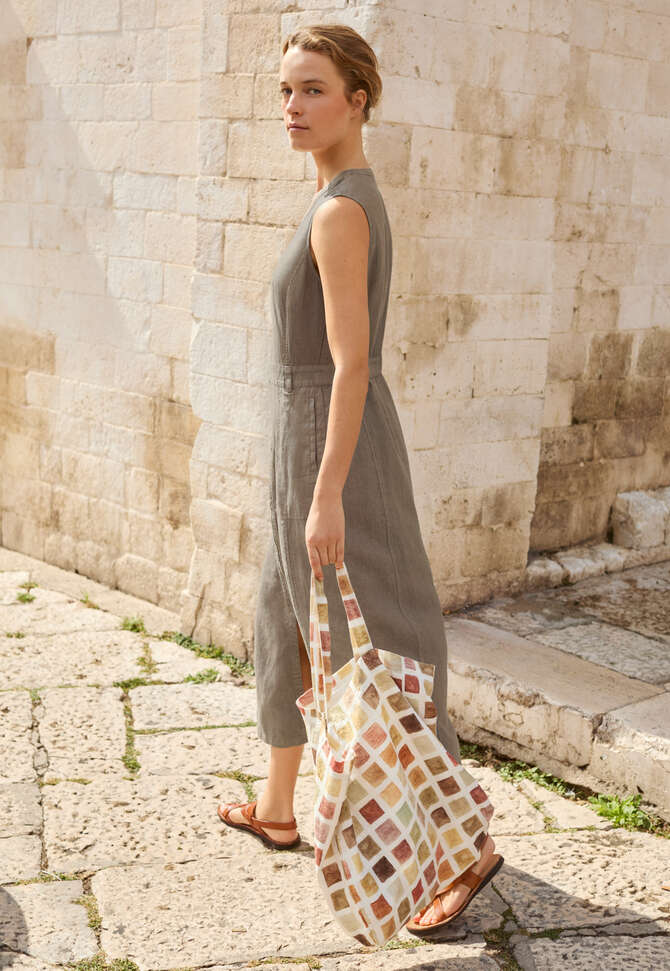 Sleeveless zipped dress, Khaki taupe, completeTheLook