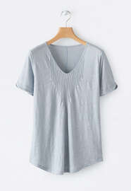 V-neck T-shirt, Aqua denim, webstill