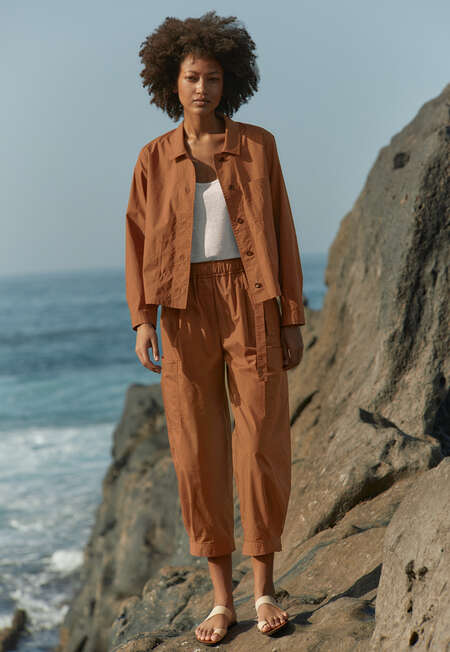Cropped pull-on trousers, Toffee, completeTheLook