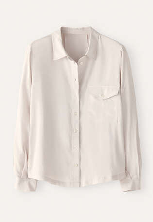 Patch pocket blouse, Grey pearl, webstill
