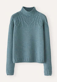 Cable-yoke sweater, Ocean teal, webstill