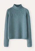Cable-yoke sweater, Ocean teal, webstill