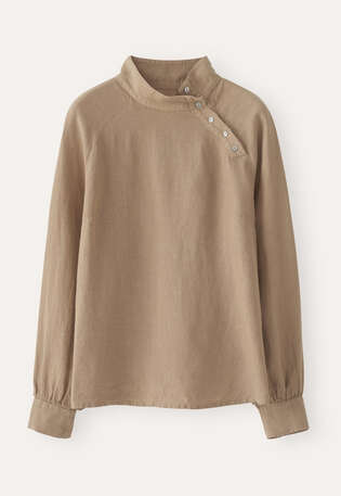 Funnel neck blouse, Soft brown, webstill