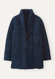 Padded shawl-collar coat, Dark petrol, webstill