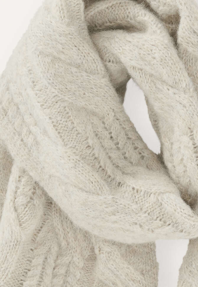 Cable-stitch scarf, Natural stone, completeTheLook