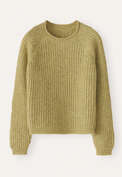 Round-neck ribbed sweater, Lichen yellow, webstill