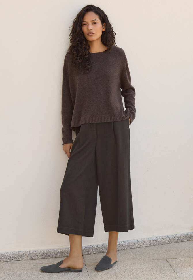 Cropped & wide trousers, Brown black, completeTheLook